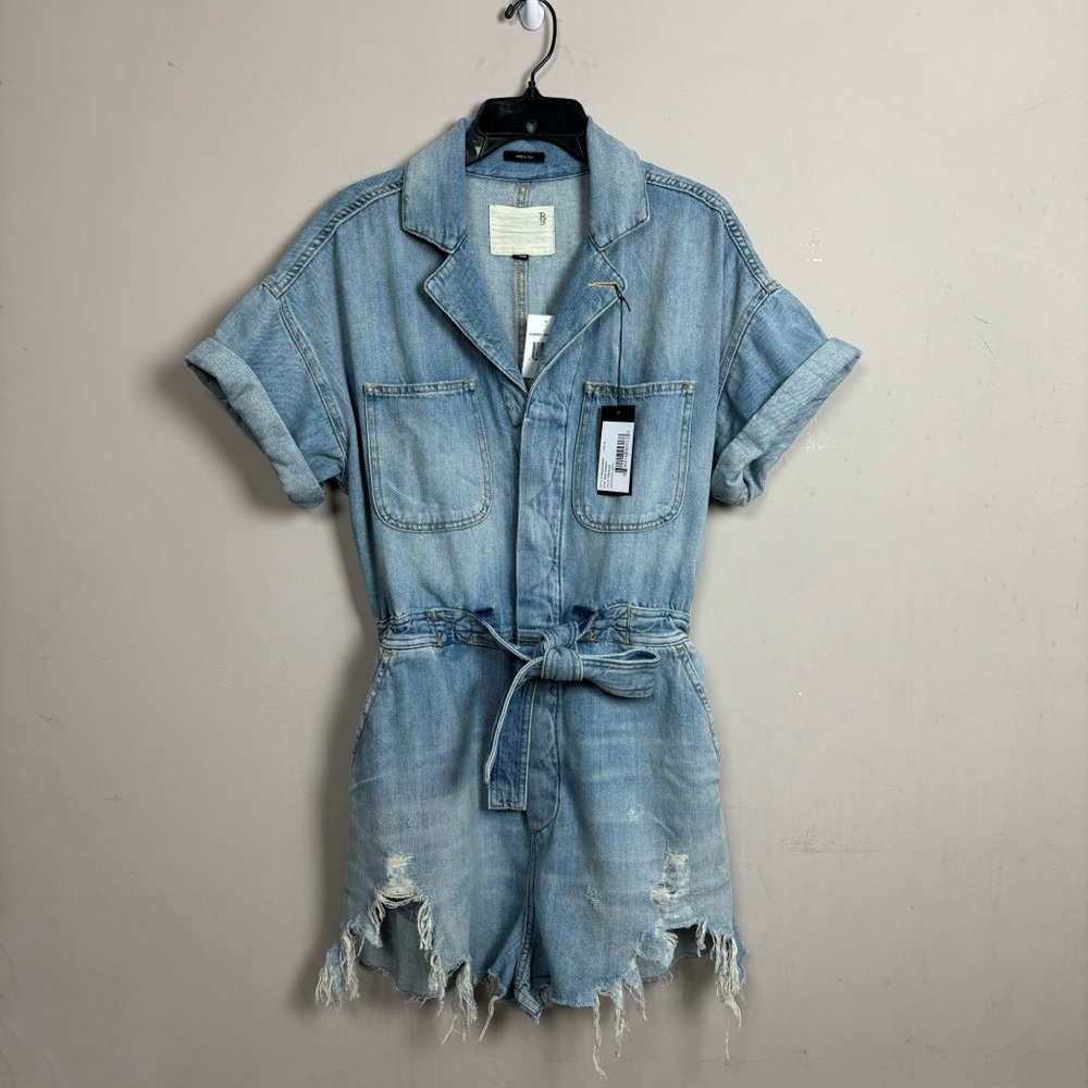 NWT R13 Mick Romper Toni Blue Medium Distressed Denim Blue Jean $745 SS - Picture 5 of 16